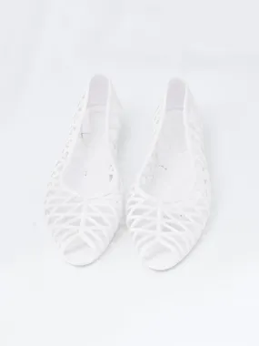 2010 American Apparel white open toe rubber ballet flats
