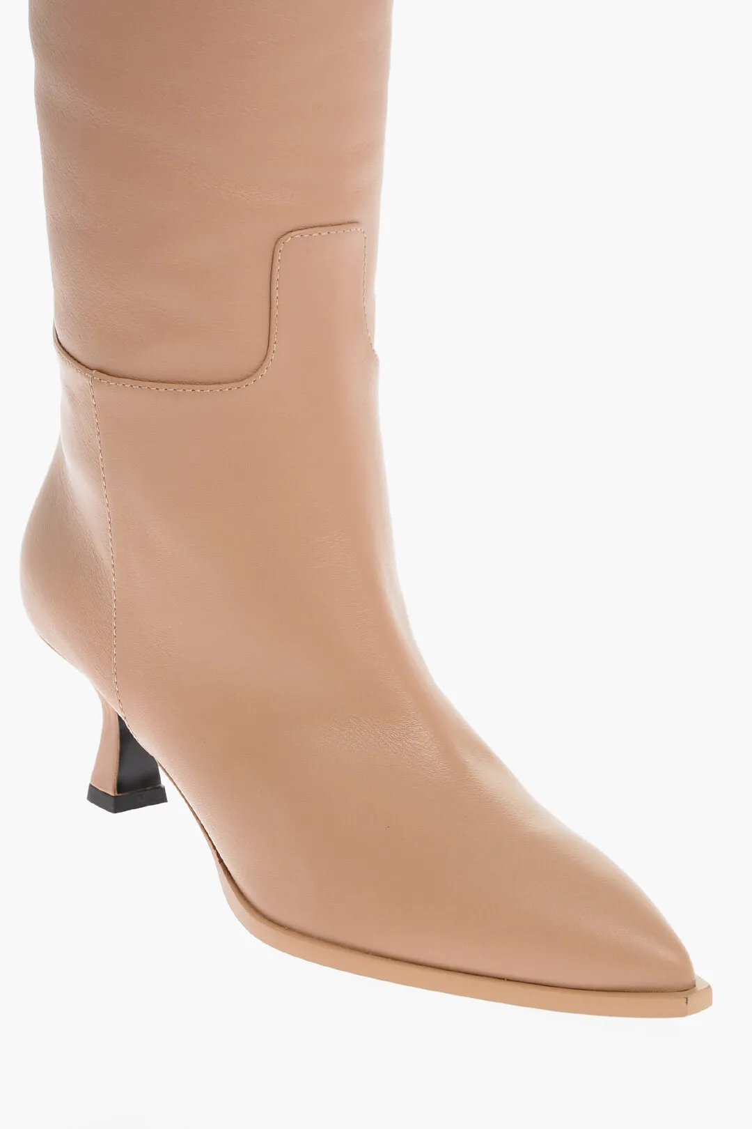 3Juin Over-the-Knee Leather Boots with Point Toe 6cm