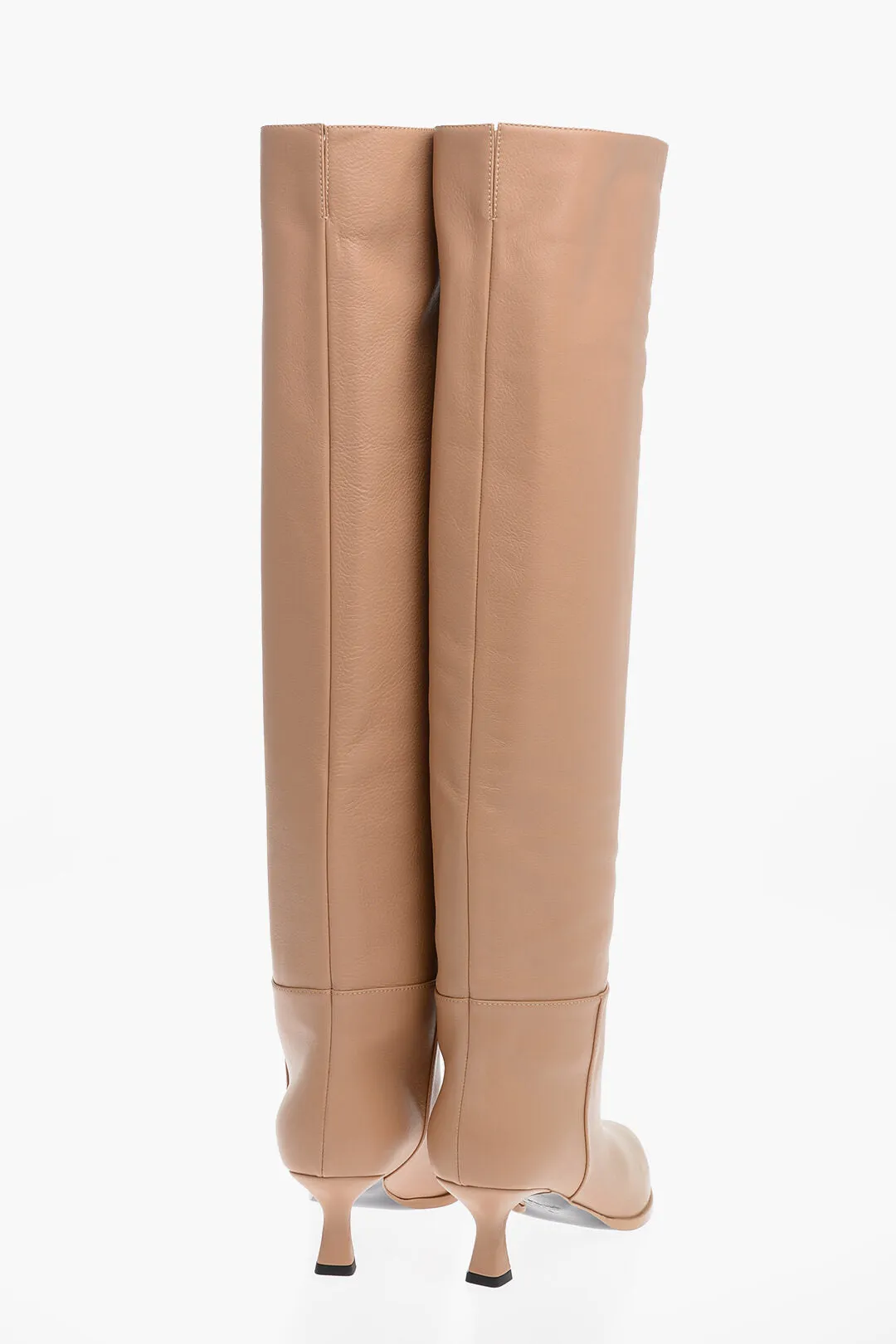 3Juin Over-the-Knee Leather Boots with Point Toe 6cm
