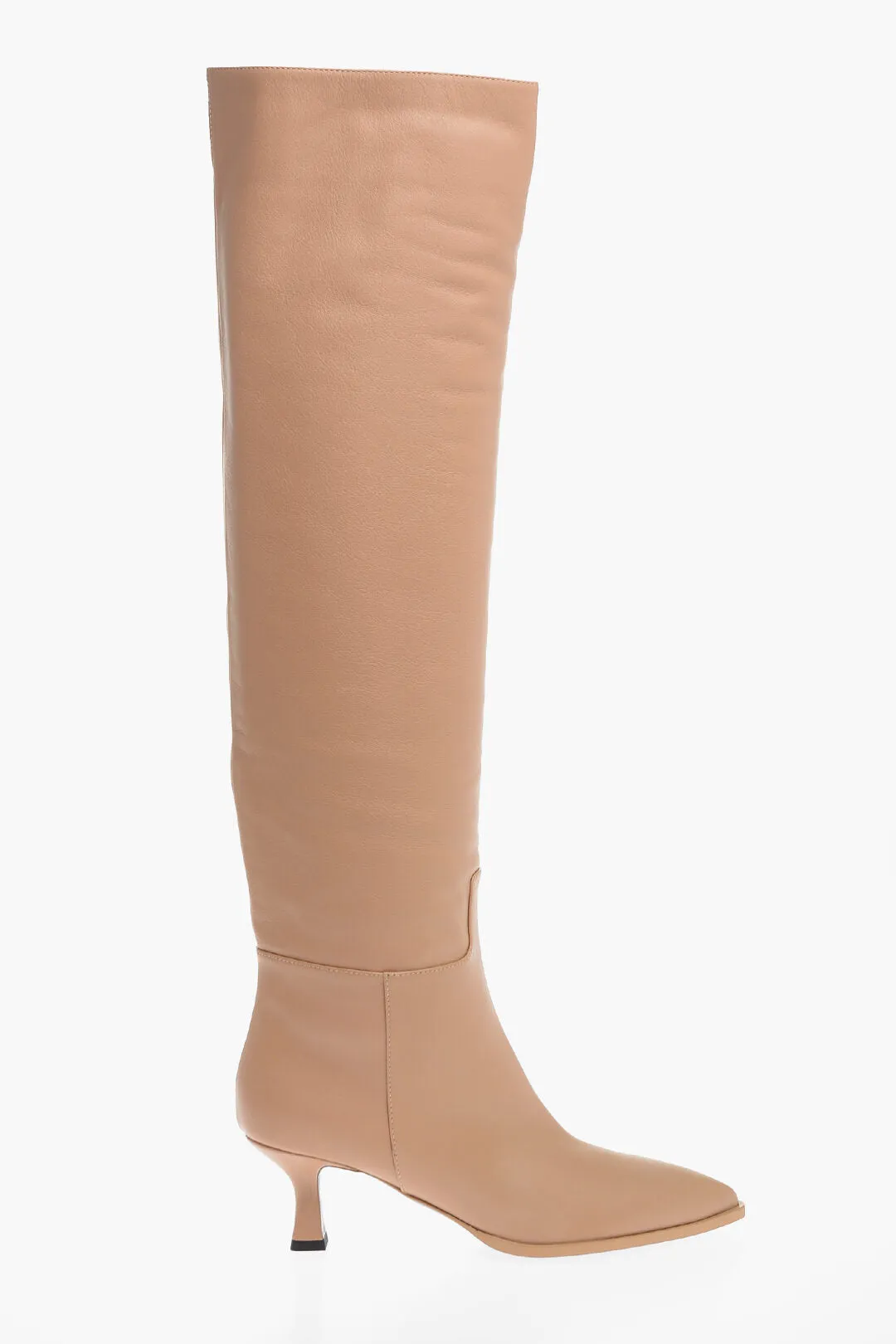 3Juin Over-the-Knee Leather Boots with Point Toe 6cm
