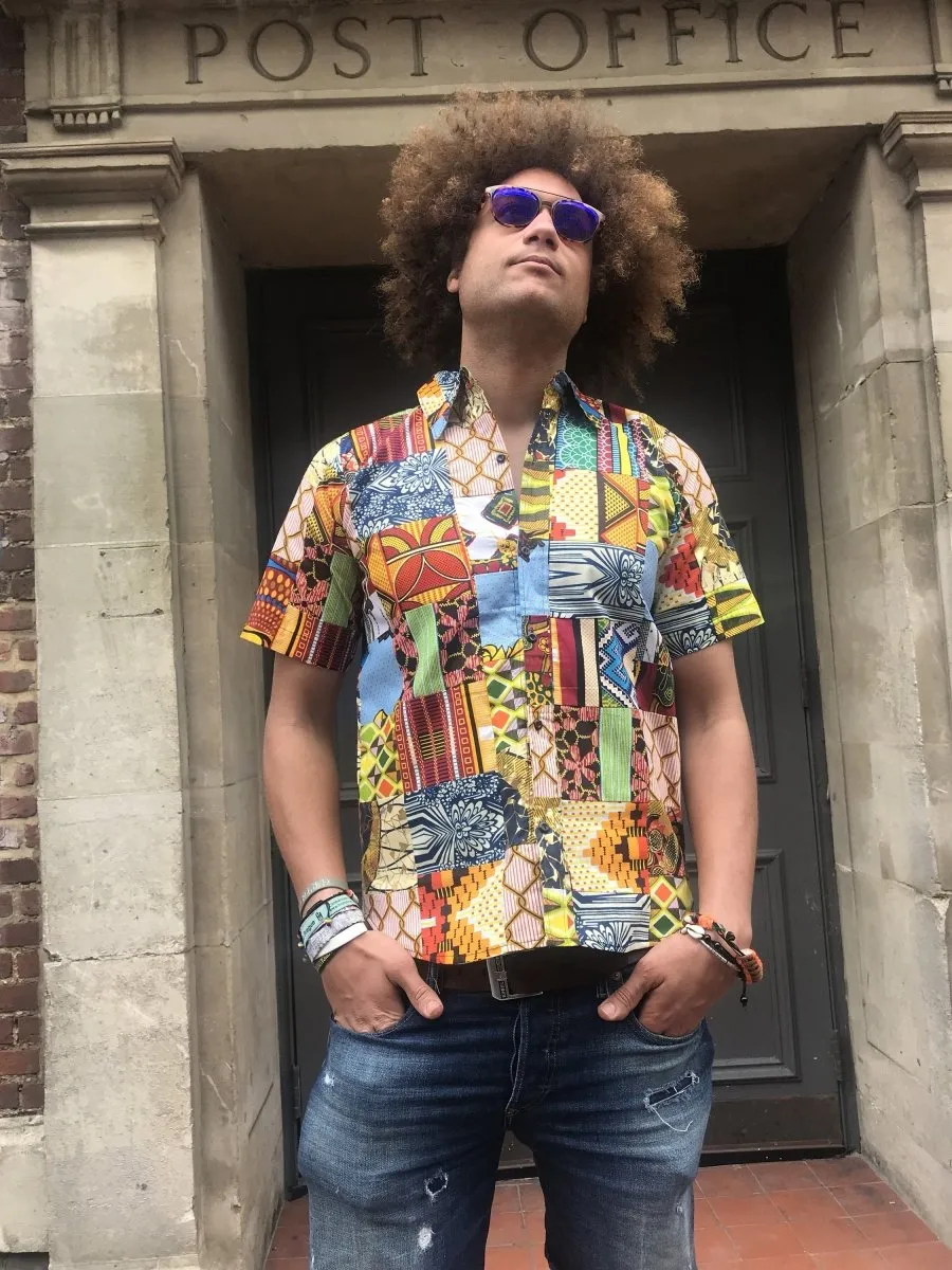 African Patchwork Shirt, Short Sleeve