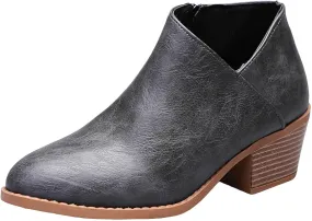 AMDBEL Booties for Women Dressy 2024 Ankle Booties Low Chunky Block Heel Side Zipper Pointd Toe Fall Winter Short Boots Shoes