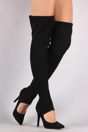 Anne Michelle Suede Cutout Stiletto Over-The-Knee Boots