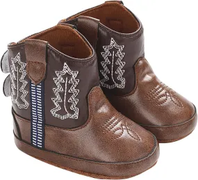 Baby Girls Boys Leathe Western Boots Cowboy Bootie Soft Sole Non-Slip Crib Shoes for Infant Round Toe Ankle Boots