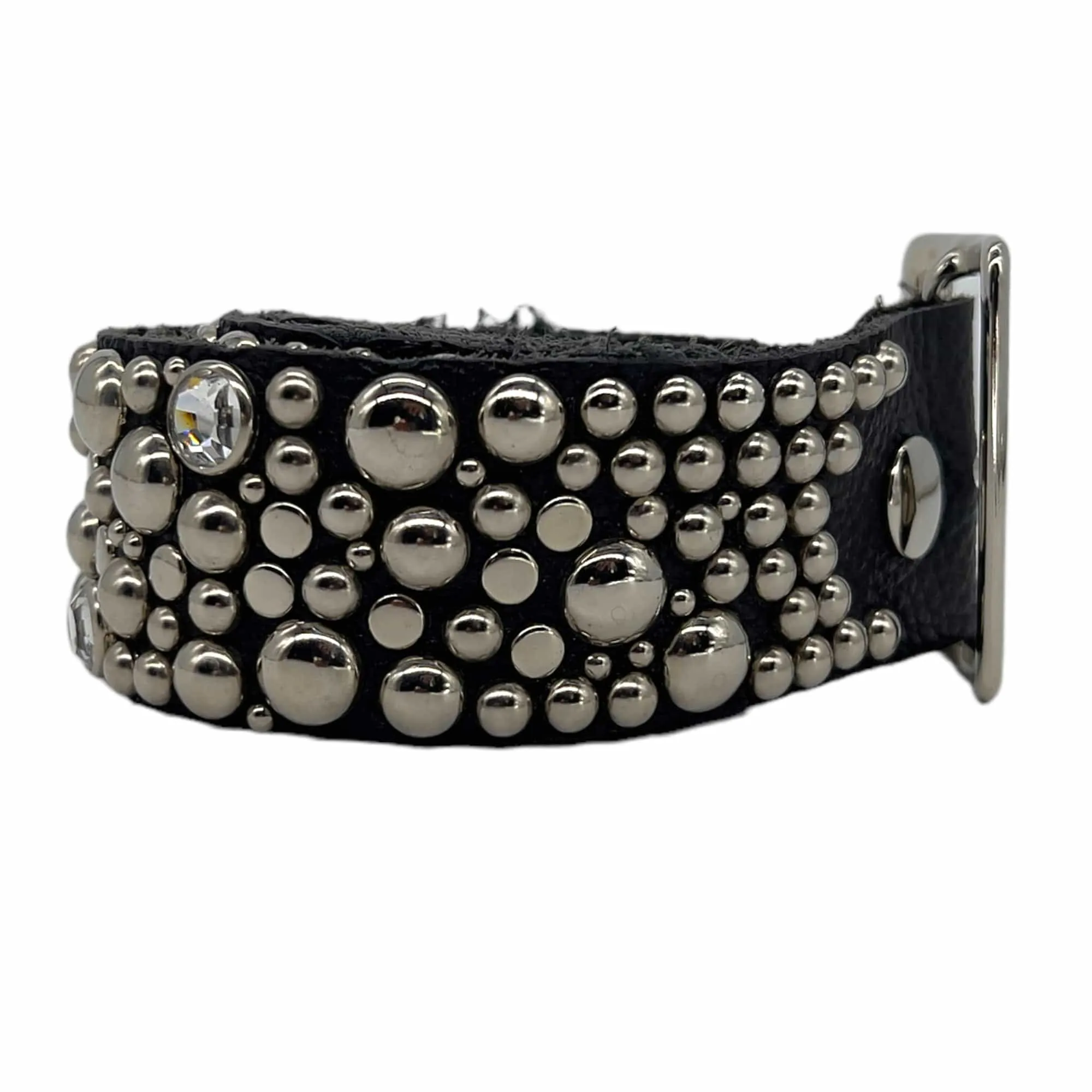 BELT- Leather, Mirror and Studded Belt - Black