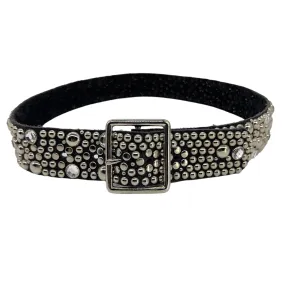 BELT- Leather, Mirror and Studded Belt - Black