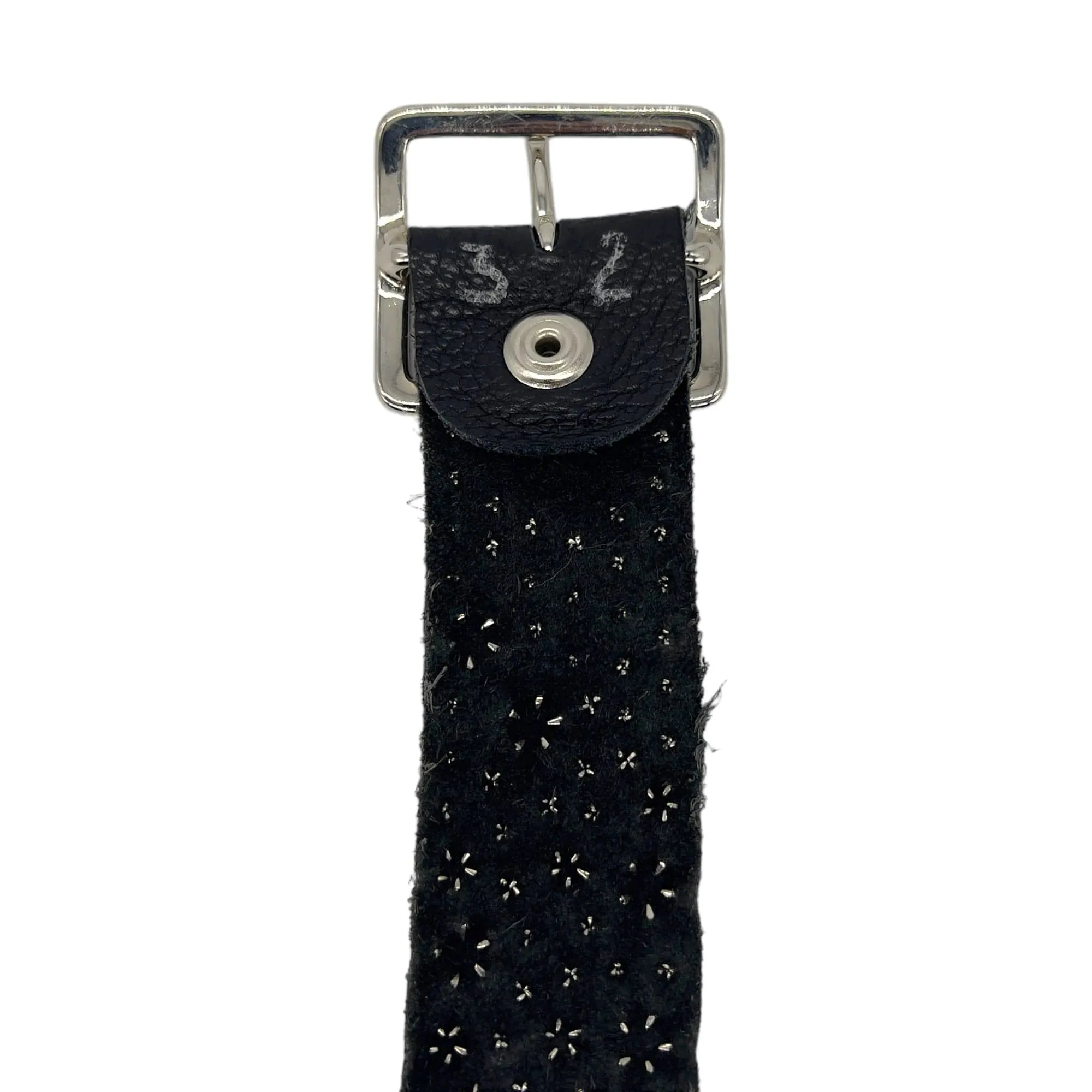 BELT- Leather, Mirror and Studded Belt - Black
