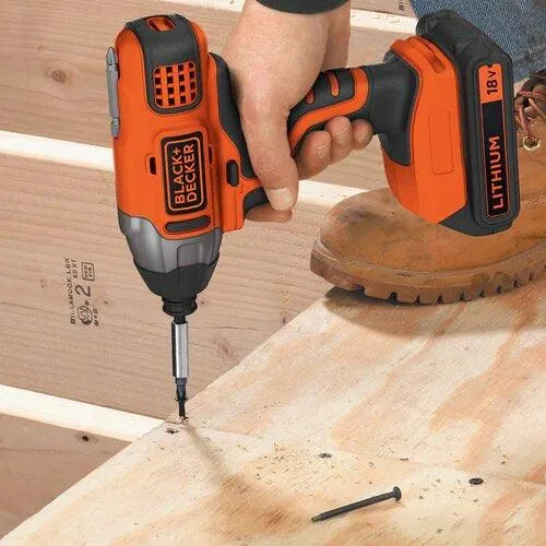 Black & Decker 18V Lithium-Ion Cordless Impact Driver - Black & Orange | BDCIM18C1-GB