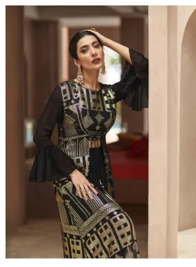 Black Indo Western Sharara Set