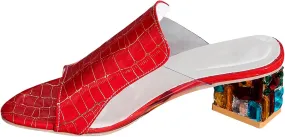 Block Heels for Women Breathable Braided Heeled Sandals Backless Square Heels Shoes Open Toe Block Slide Sandals