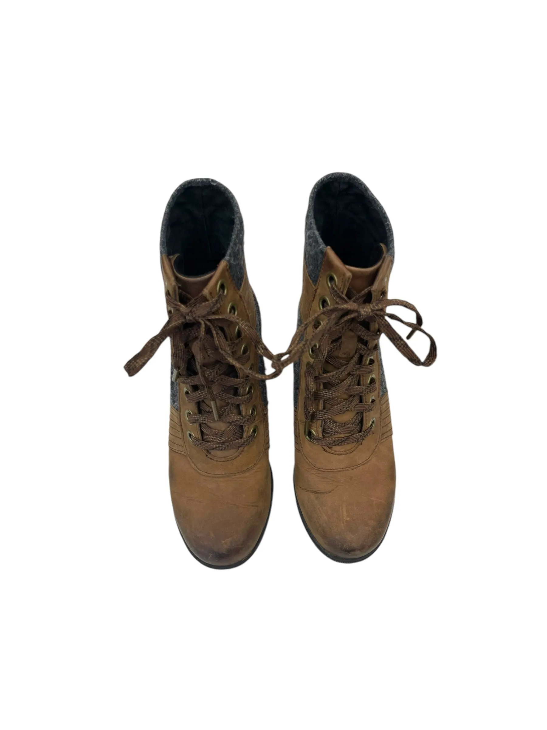 Boots Ankle Heels By Sorel In Brown & Grey, Size: 6