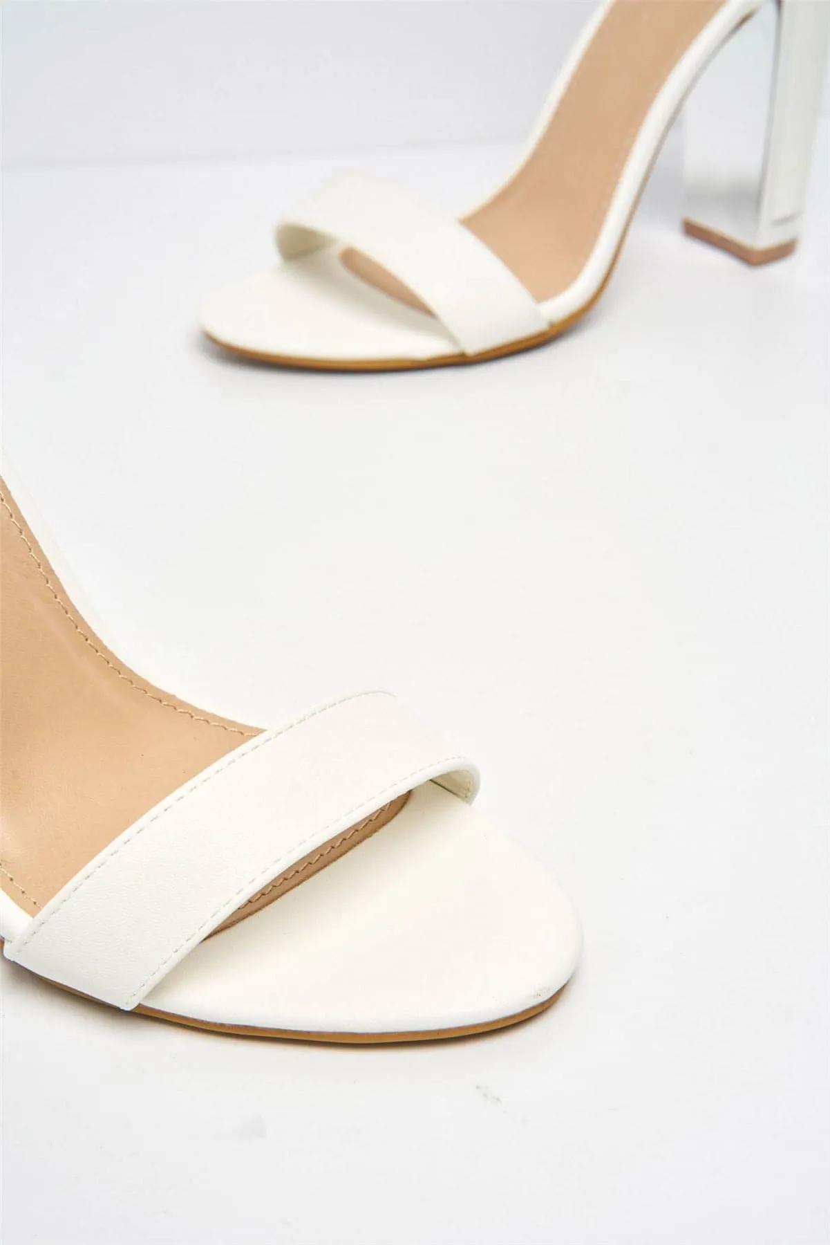 Bronx Gold Lined Heel Anklestrap Sandal in White Matt