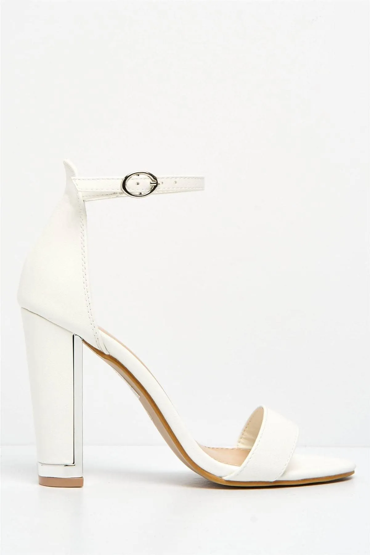 Bronx Gold Lined Heel Anklestrap Sandal in White Matt