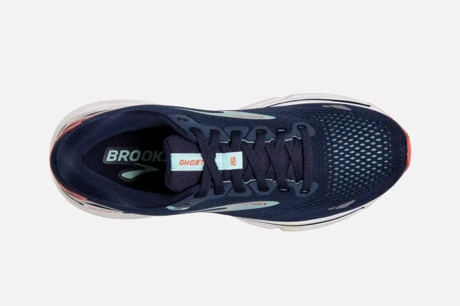Womens Brooks Ghost 15 Running Shoes in Peacoat/Canal Blue/Rose Colorway