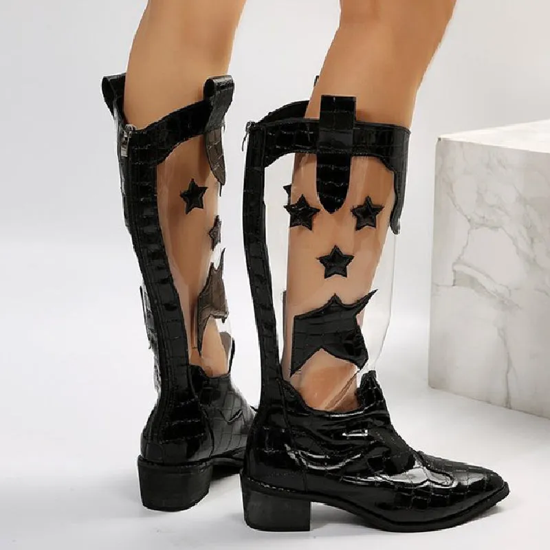 Casual Patchwork See-through Pointed Out Door Shoes