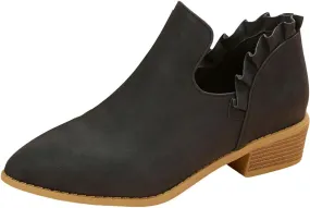 Cathalem Ankle Boots for Wome, 2024 V Cutout Ankle Boots Pointed Toe Chunky Stacked Heel Booties Western Boots Low Heel Boots