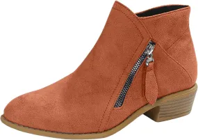 Cathalem Ankle Boots for Women Ankle Booties Vintage Slip on Round Toe Side Zipper Chunky Block Mid Heel Booties Ladies Shoes