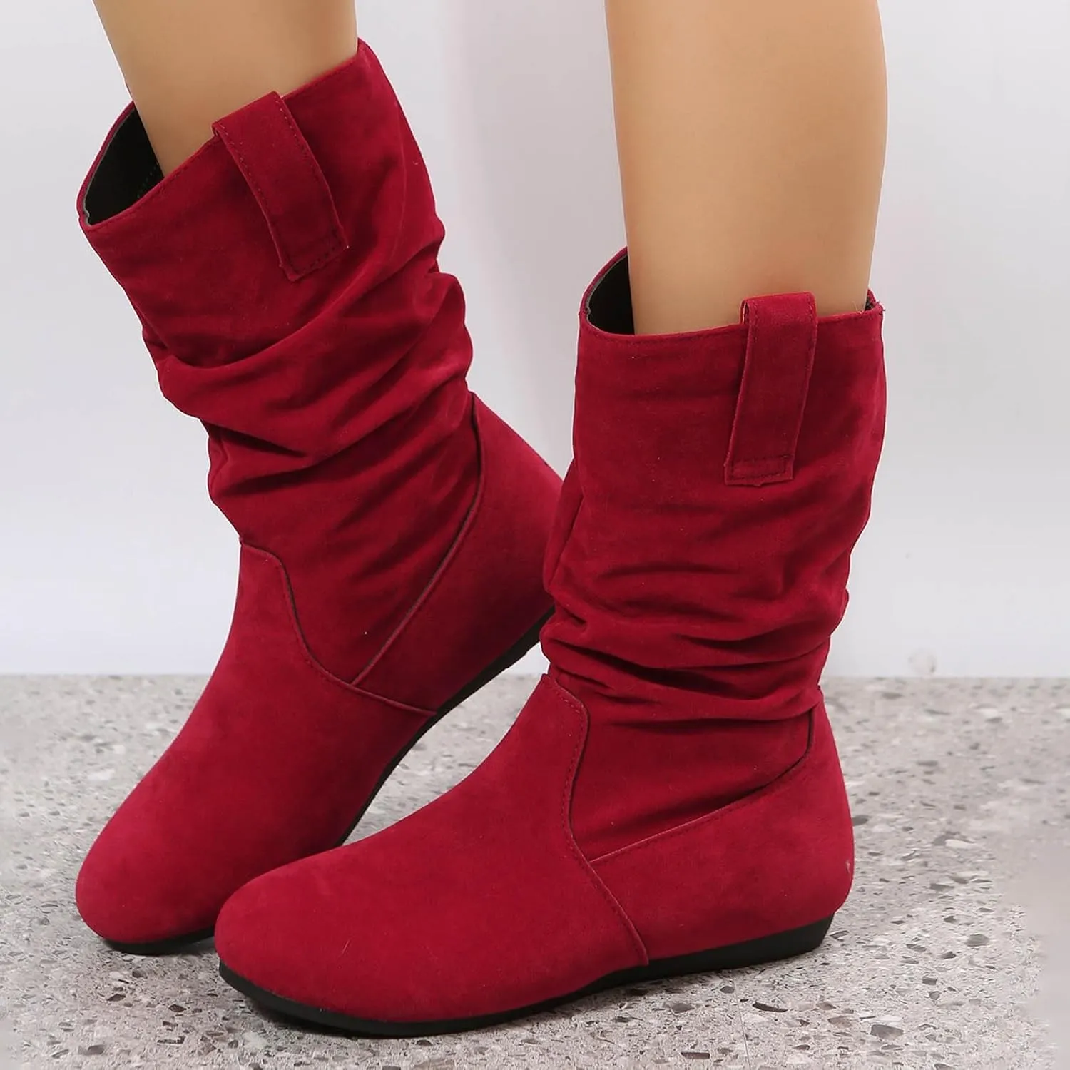 Cathalem Cowboy Boots for Women, Women's Western Cowboy Boots Modern Round toe Chunky Heel Cowgirl Boots with Pull On Tabs