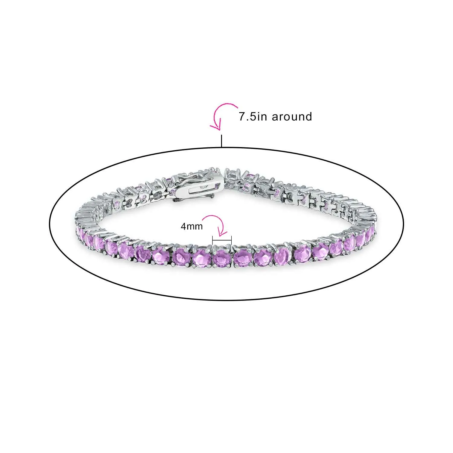 Clear Round Solitaire AAA CZ Tennis Bracelet Imitation Sapphire
