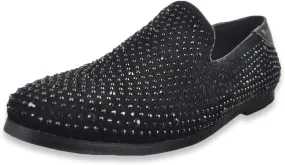 Collection Boys' Studded Loafers (Sizes 9-12) - Black/Silver, 3.5