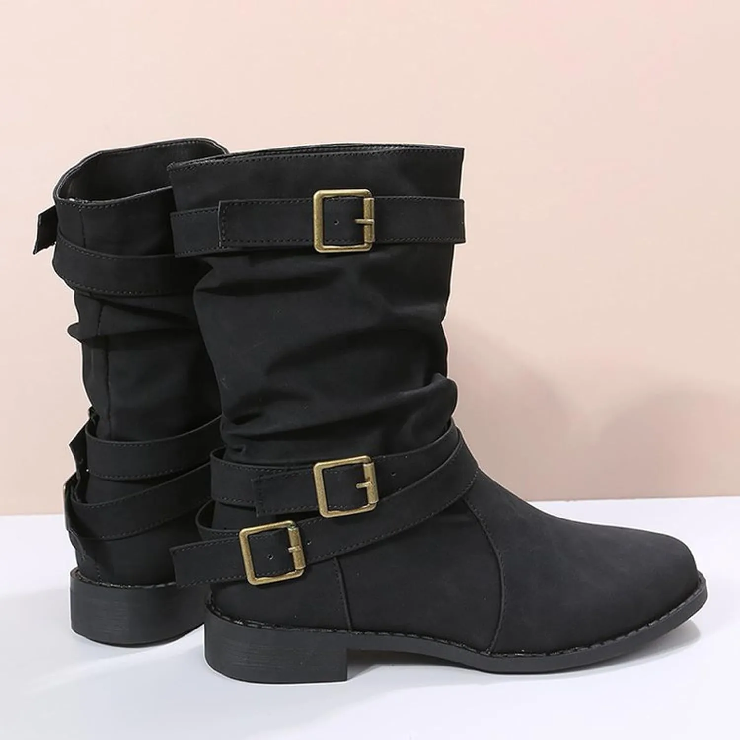 Cowboy Boots for Women, Lace Up Zip High Heels Boots Shoes Square Toe Chunky Platform Boots Combat Wedge Ankle Boots