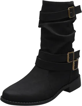 Cowboy Boots for Women, Lace Up Zip High Heels Boots Shoes Square Toe Chunky Platform Boots Combat Wedge Ankle Boots
