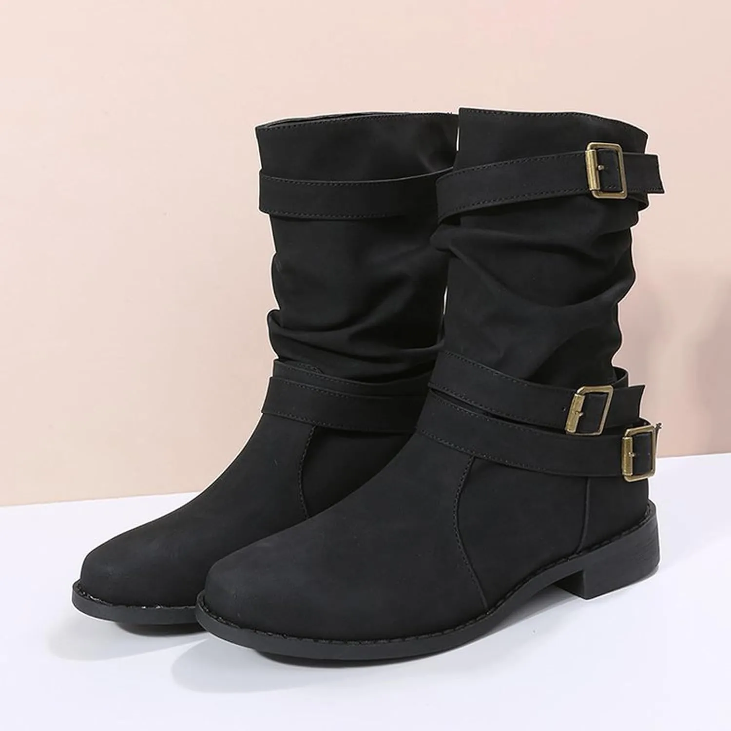 Cowboy Boots for Women, Lace Up Zip High Heels Boots Shoes Square Toe Chunky Platform Boots Combat Wedge Ankle Boots
