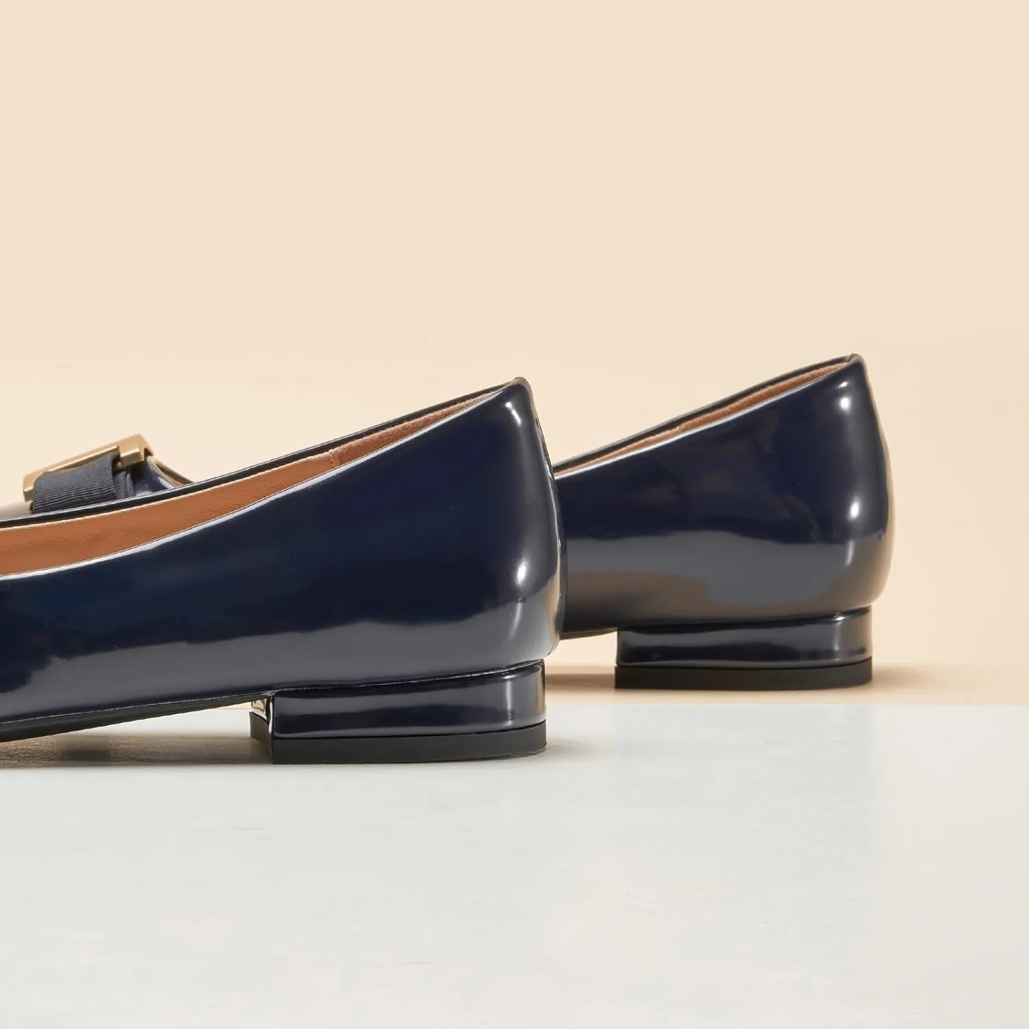 C.Paravano Women's Ballet Flats | Round Toe Bow Accent Shoes with Metallic Buckle | Soft Leather Slip-Ons for Work Commute, Office & Date NightsEvening Events, Business Travel & Dating