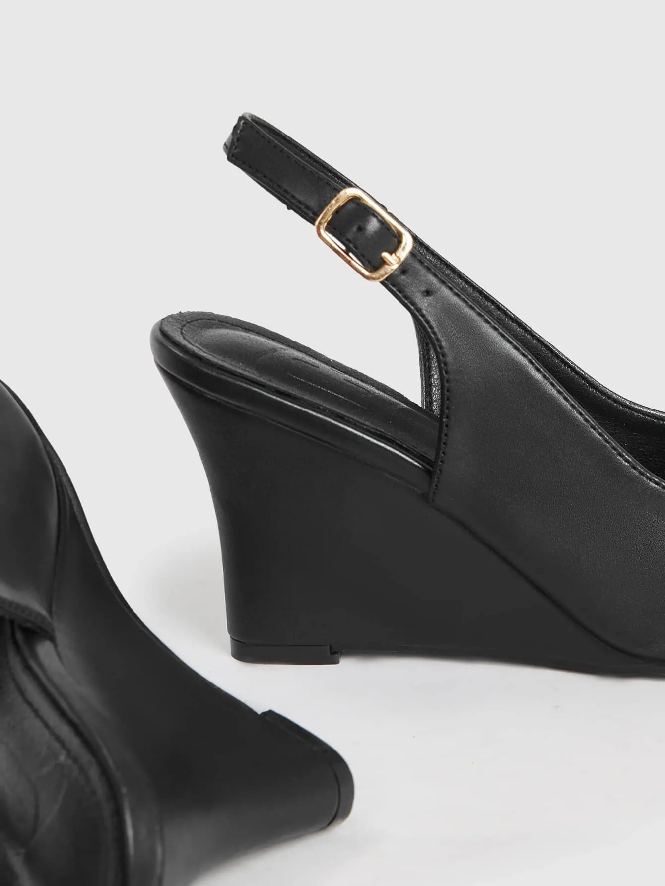 CUCCOO BIZCHIC Woman Shoes Point Toe Wedge Elegant Comfortable Black Slingback Pumps For Summer Vacation Shoes Summer Sale