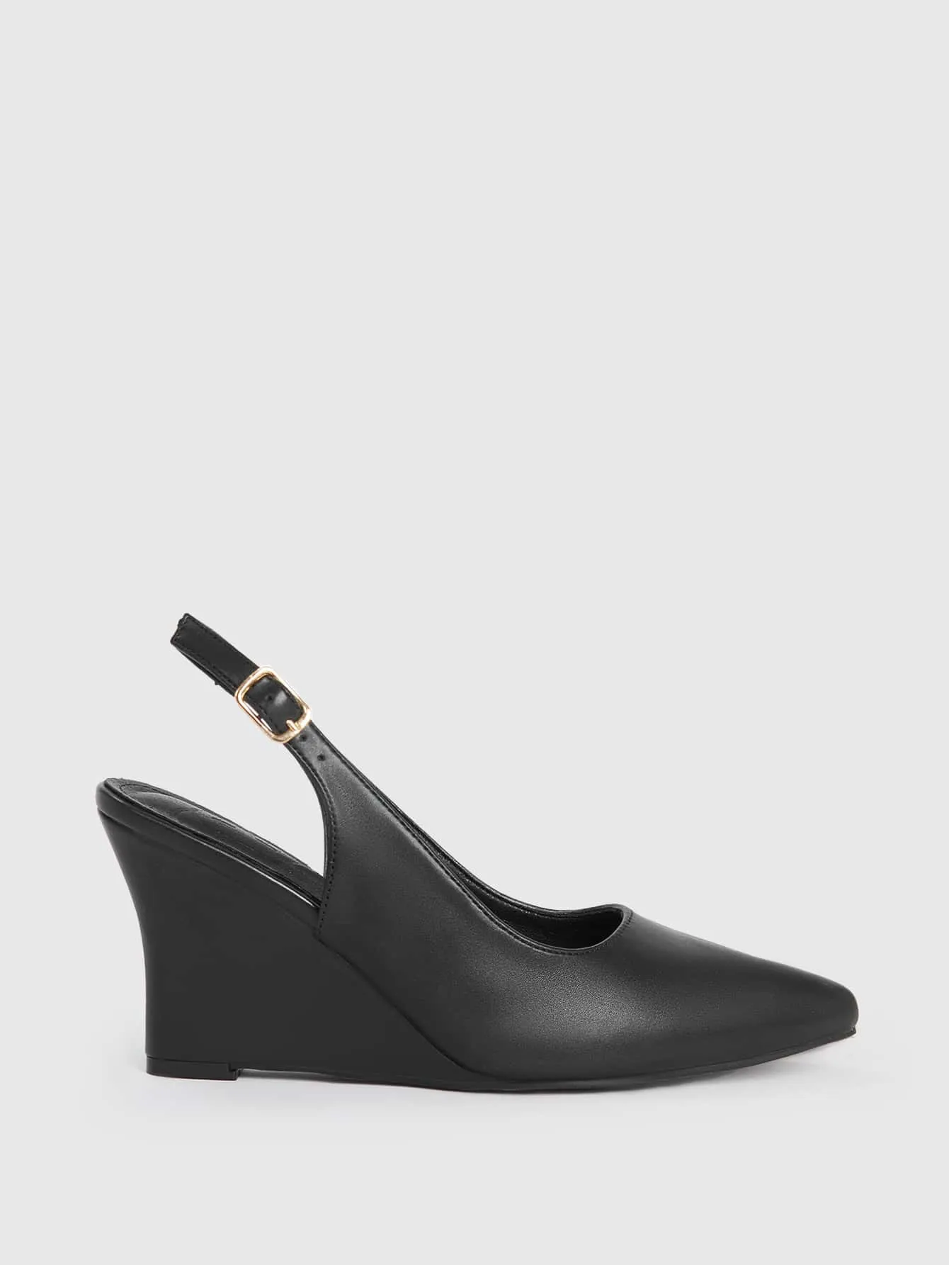 CUCCOO BIZCHIC Woman Shoes Point Toe Wedge Elegant Comfortable Black Slingback Pumps For Summer Vacation Shoes Summer Sale