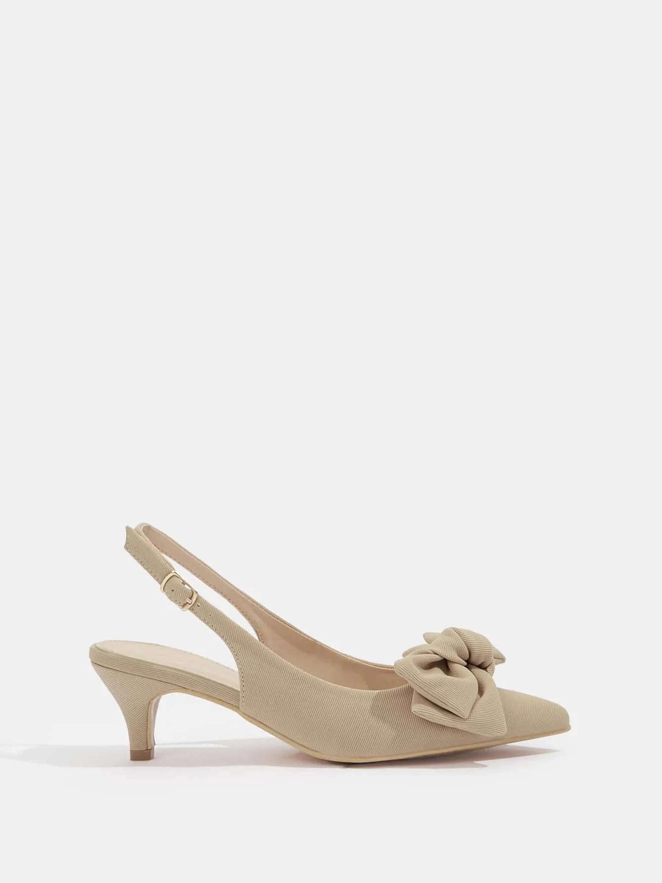 CUCCOO CHICEST Woman Shoes Bow Decor Elengant Point Toe Beige Slingback Pumps For Summer Vacation Shoes Summer Sale Back To School Shoes College Student Shoes