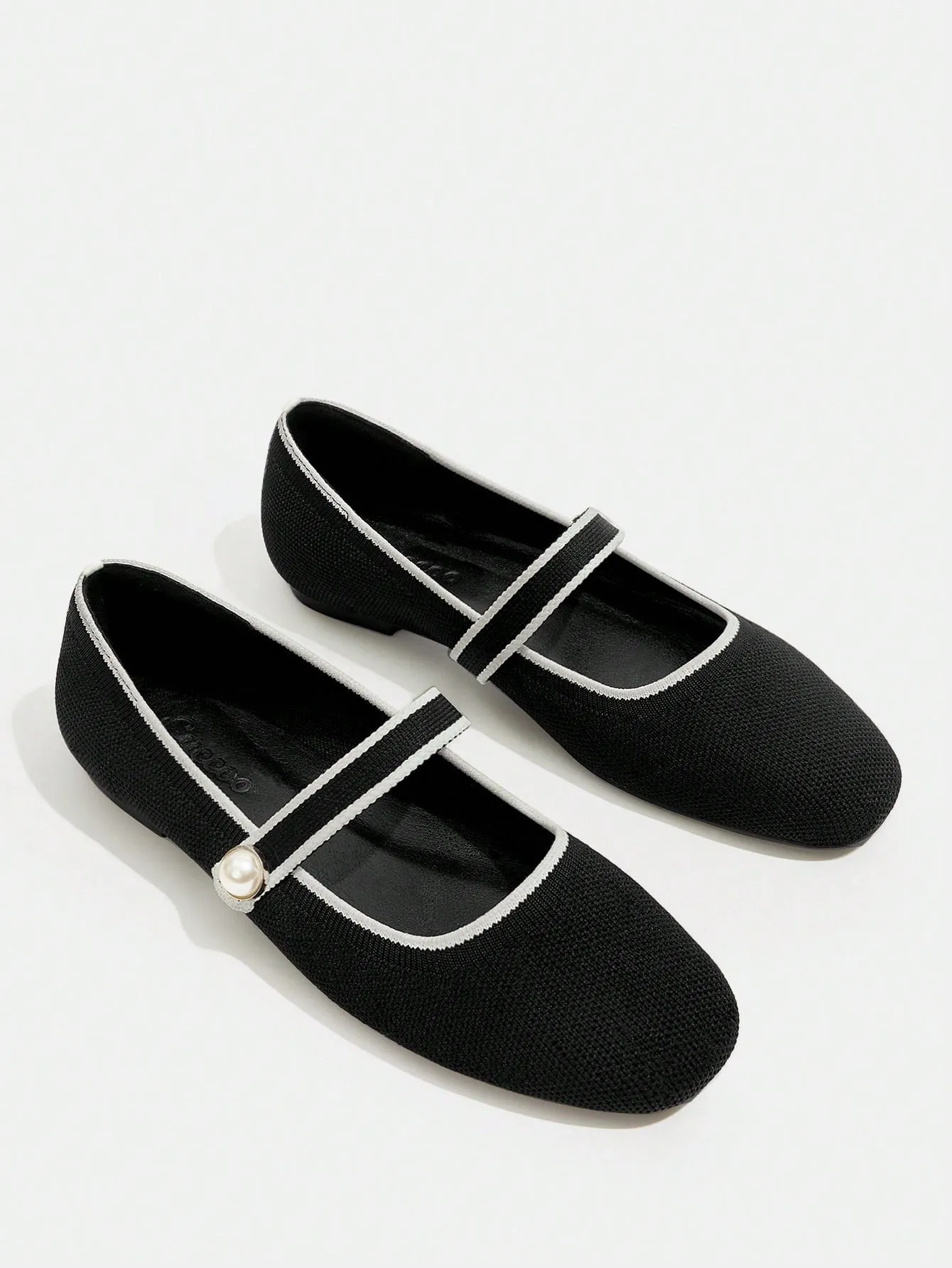 CUCCOO DOLLMOD Women's Shoes Fashion Black Contrast Binding Elegant Mary Jane Flats For Summer Vacation Shoes Summer Sale Back To School Shoes College Student Shoes