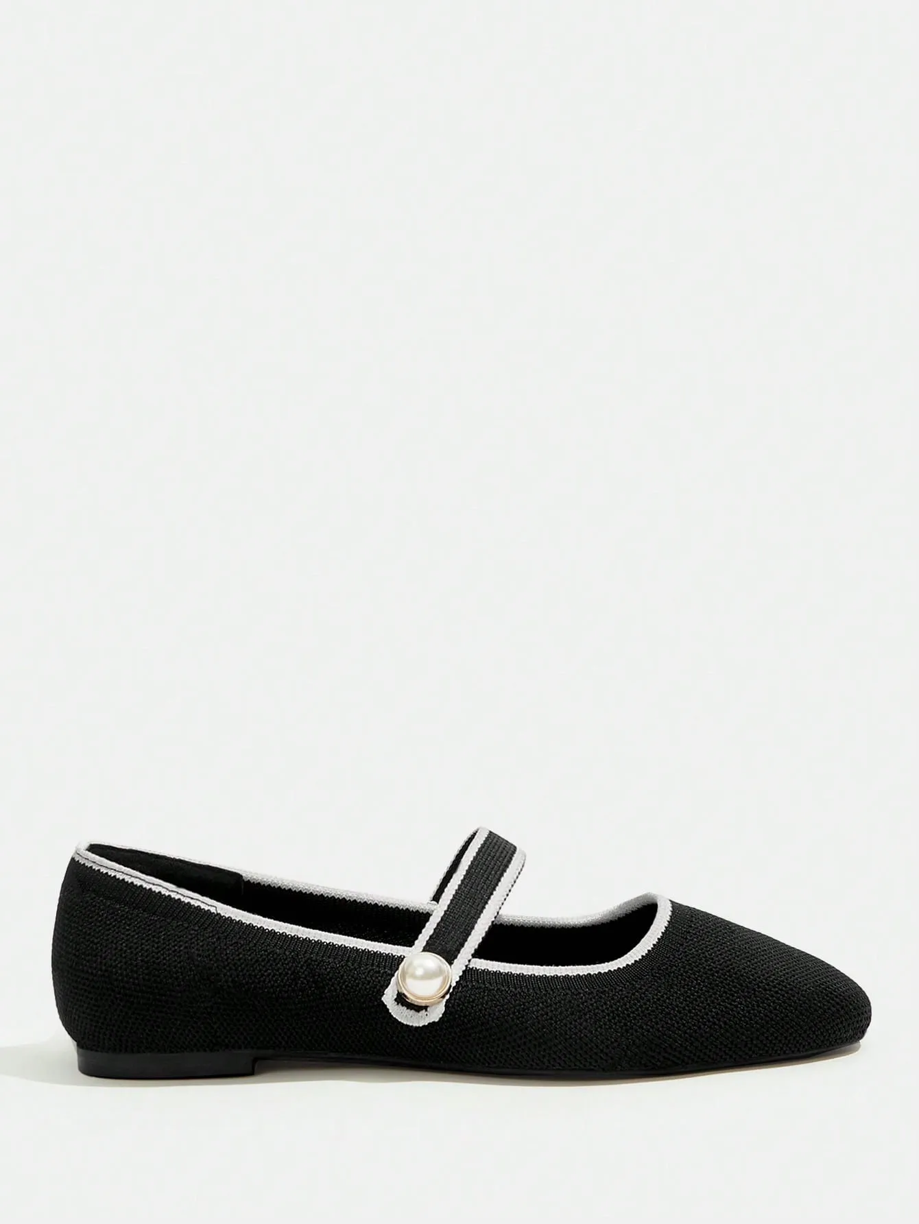 CUCCOO DOLLMOD Women's Shoes Fashion Black Contrast Binding Elegant Mary Jane Flats For Summer Vacation Shoes Summer Sale Back To School Shoes College Student Shoes