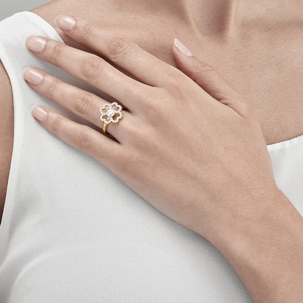 Diamond2 Flower Ring, Studded