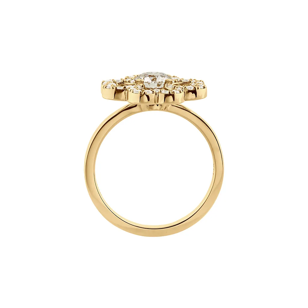 Diamond2 Flower Ring, Studded