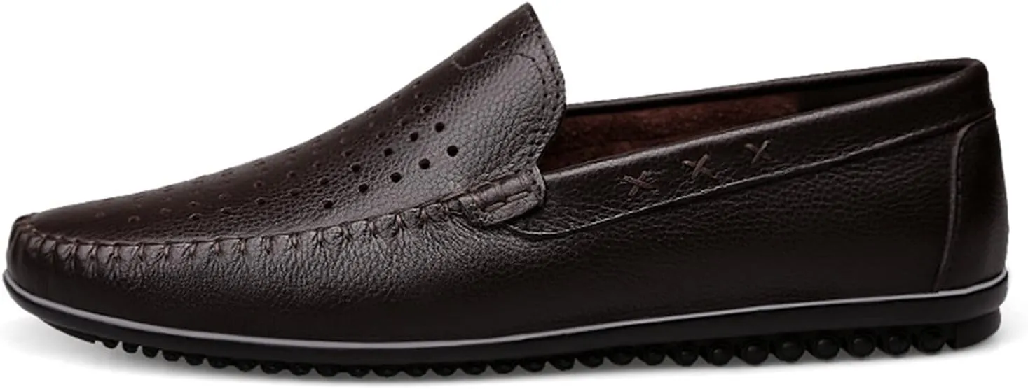 Driving Moccasins Loafer Shoes for Men Simple Breathable Driving Loafers Moccasins Shoes Leather Resistant Lightweight Anti-Slip Driving Slip On for Any Attire