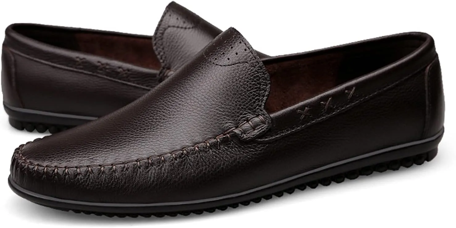Driving Moccasins Loafer Shoes for Men Simple Breathable Driving Loafers Moccasins Shoes Leather Resistant Lightweight Anti-Slip Driving Slip On for Any Attire