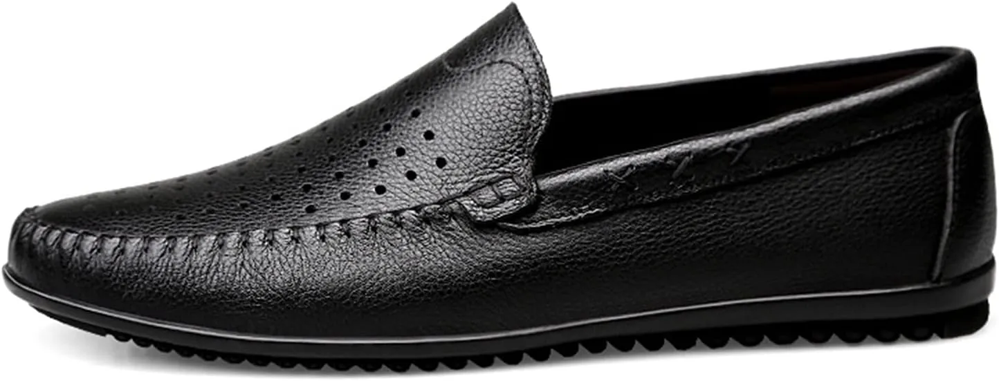 Driving Moccasins Loafer Shoes for Men Simple Breathable Driving Loafers Moccasins Shoes Leather Resistant Lightweight Anti-Slip Driving Slip On for Any Attire