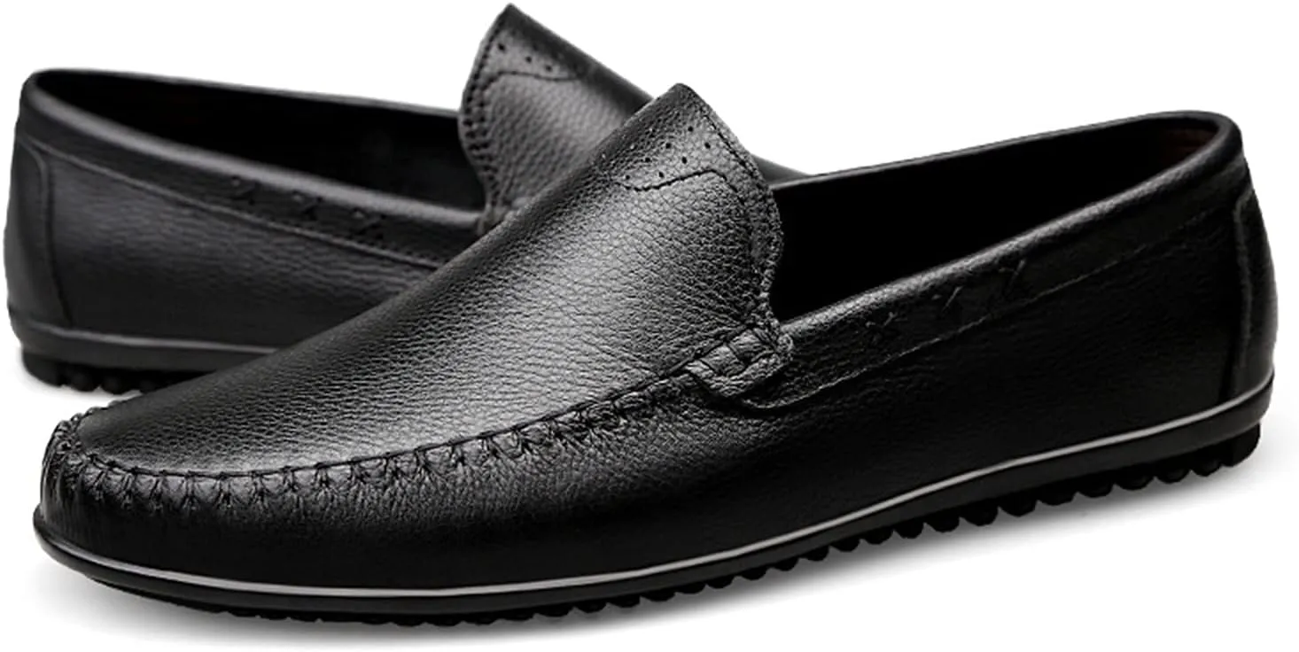 Driving Moccasins Loafer Shoes for Men Simple Breathable Driving Loafers Moccasins Shoes Leather Resistant Lightweight Anti-Slip Driving Slip On for Any Attire