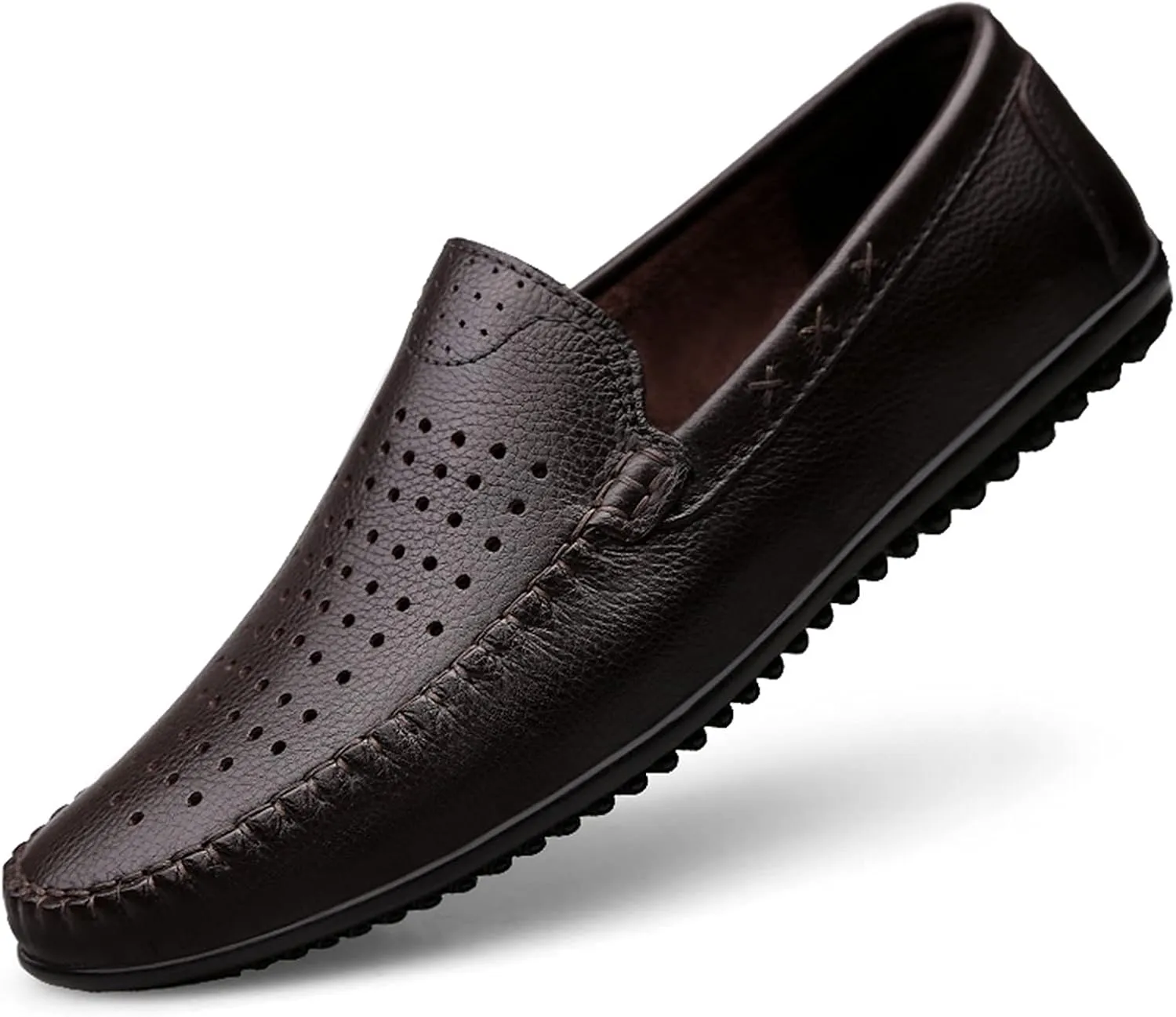 Driving Moccasins Loafer Shoes for Men Simple Breathable Driving Loafers Moccasins Shoes Leather Resistant Lightweight Anti-Slip Driving Slip On for Any Attire