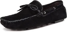 Easy to Put and Remove Driving Moccasins for Men Genuine Leather Stitching Details Deck Shoes 1-Eye Flat Heel Resistant Comfortable Casual Slip On for All Occasions (Color : Black, Size : 7.5)