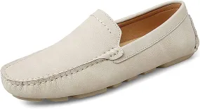 Easy to Put and Remove Driving Moccasins Smoking Loafer for Men Genuine Leather Round Toe Stitching Details Litchi Grain Comfortable Flexible Soft Driving Slip On for All Occasions