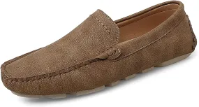 Easy to Put and Remove Driving Moccasins Smoking Loafer for Men Genuine Leather Round Toe Stitching Details Litchi Grain Comfortable Flexible Soft Driving Slip On for All Occasions