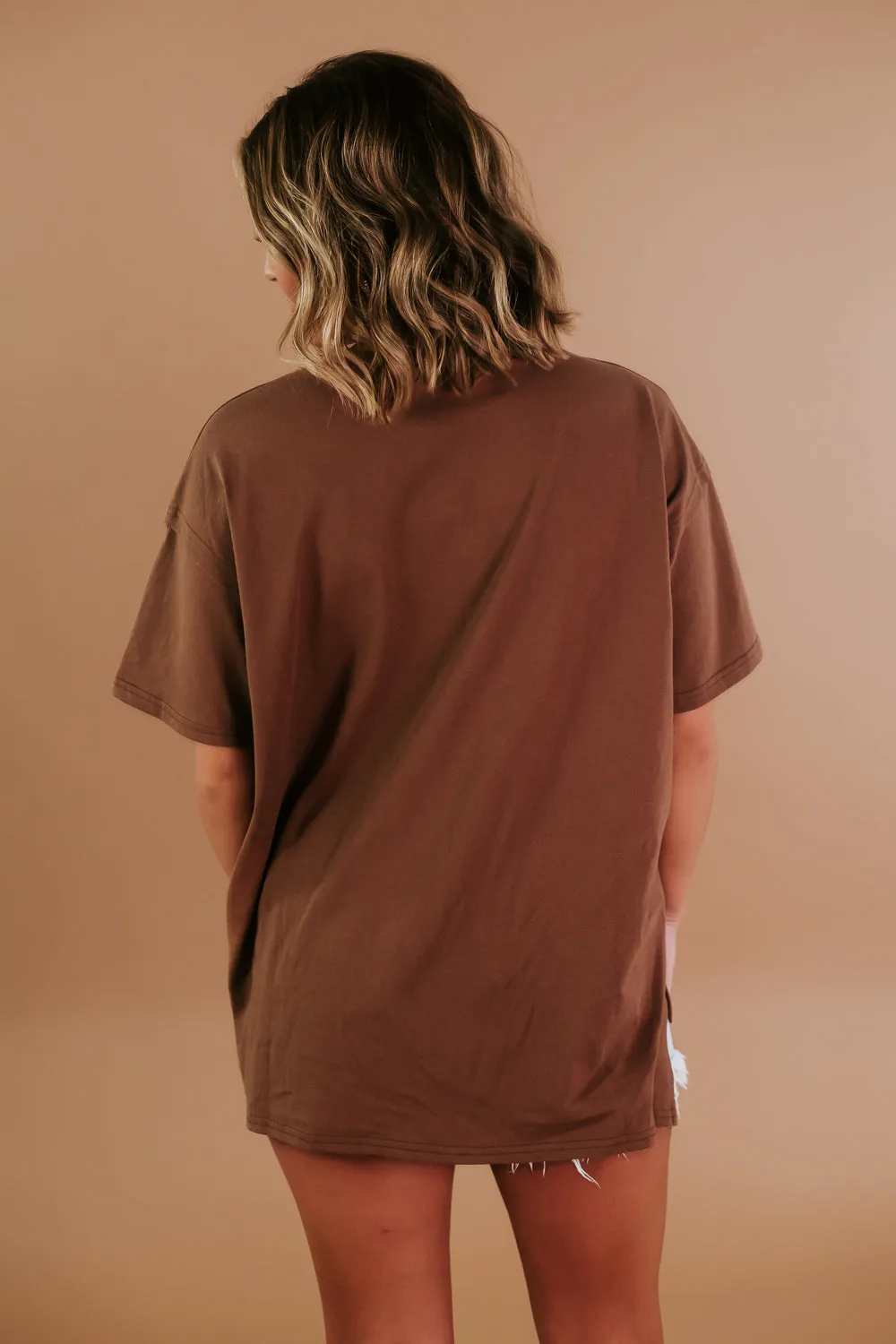 Embellished Studded Star Tee, Brown