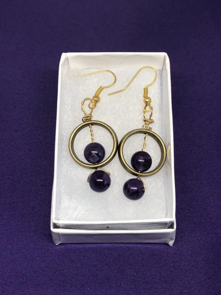 Gemstone Earrings With Obsidian