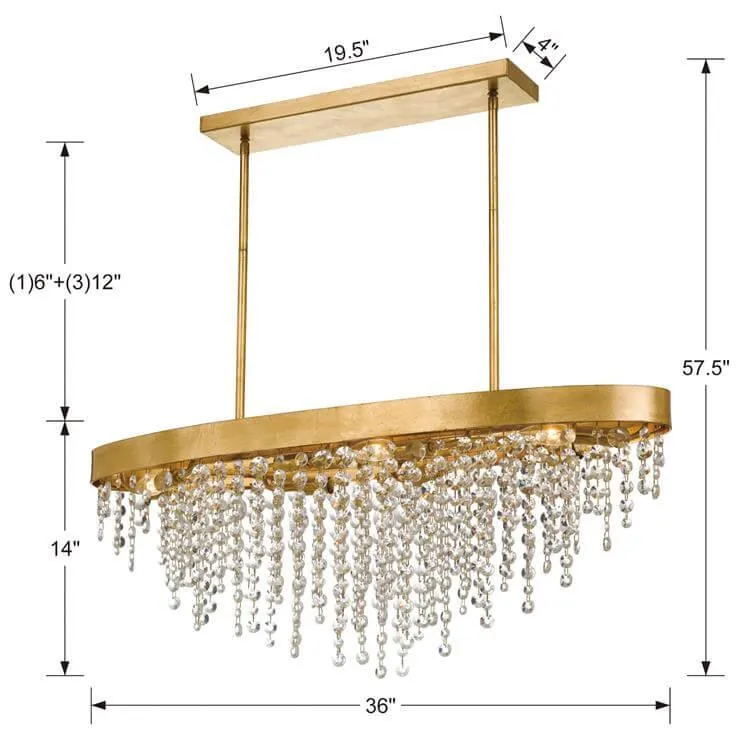 Gold Crystal Rainfall Chandelier