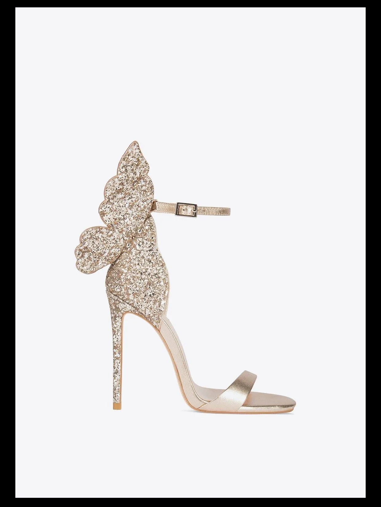 Gold Sexy open-toed sequins glitter butterfly stiletto princess high heels sandals - Moxi