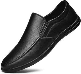 HOOENG Loafers Driving Moccasins Loafer Shoes for Men Genuine Leather Round Toe Stitching Details Comfortable Resistant Flexible Driving Slip on (Color : Black, Size : 7.5 M US)