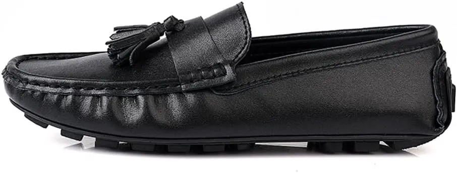 MCMUS Loafer Shoes Driving Moccasins for Men Driving Loafers Tassel Simple Leather Flexible Lightweight Flat Heel Anti-Slip Driving Slip On for Any Attire
