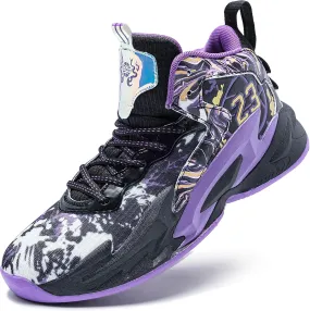 Men's Basketball Shoes Breathable Anti Slip Fashionable Graffiti Training Shoes Outdoor Shoes